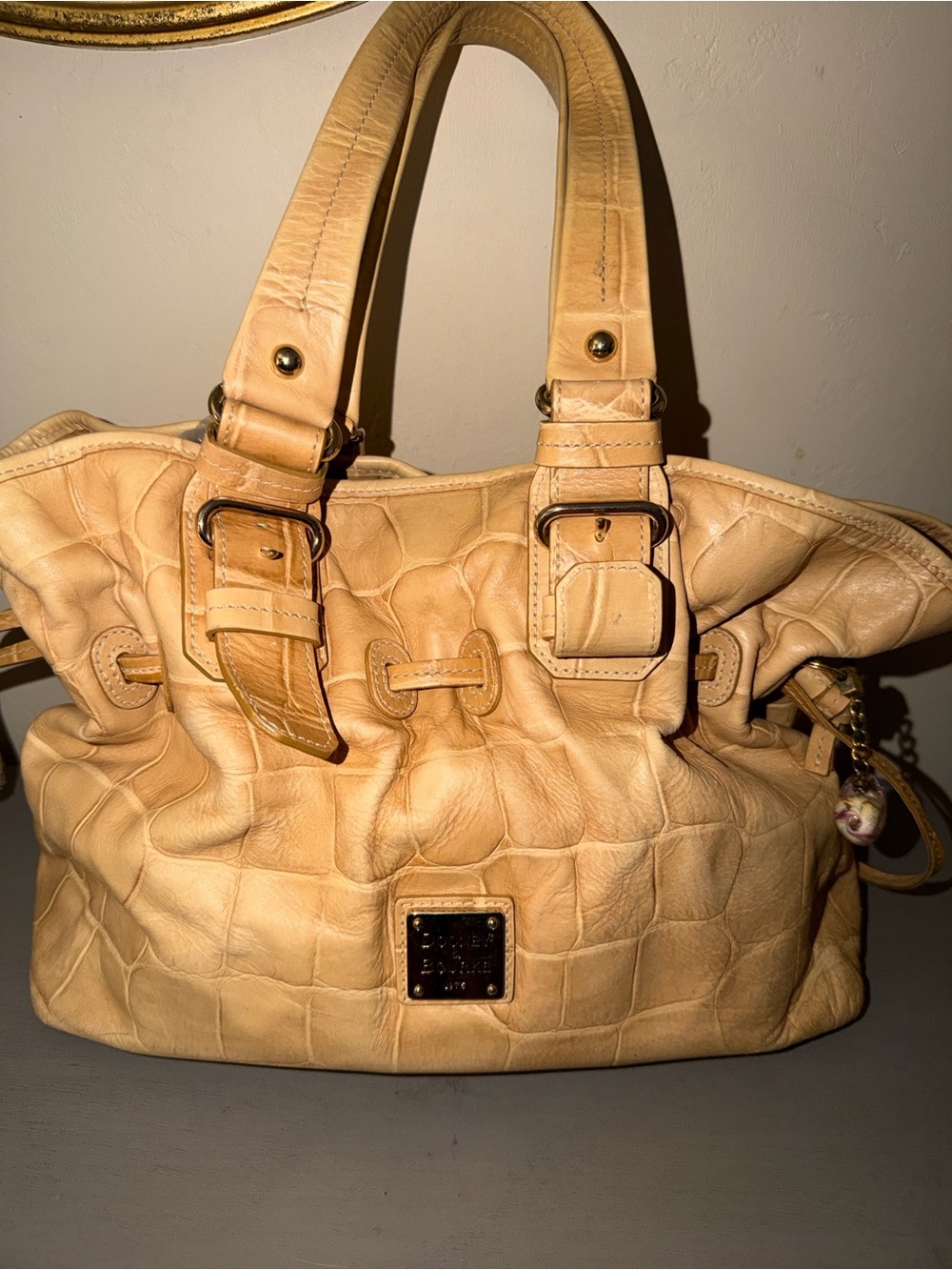 Dooney & Bourke Cream Croc-Embossed Leather Tote